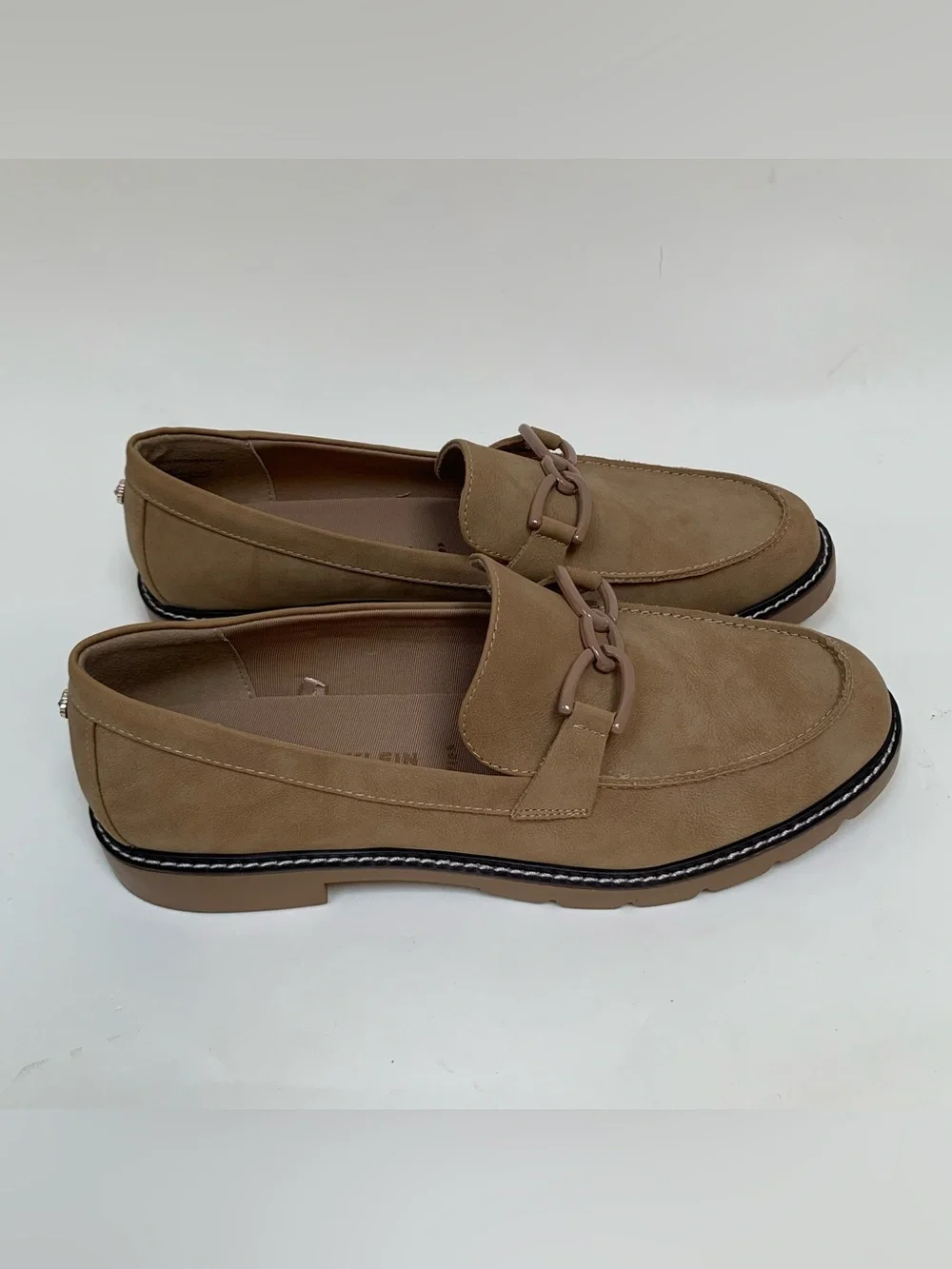 Anne Klein Arlene Tan Chain Link Loafers Womens 10 iFlex Lug Sole AKEARLENE